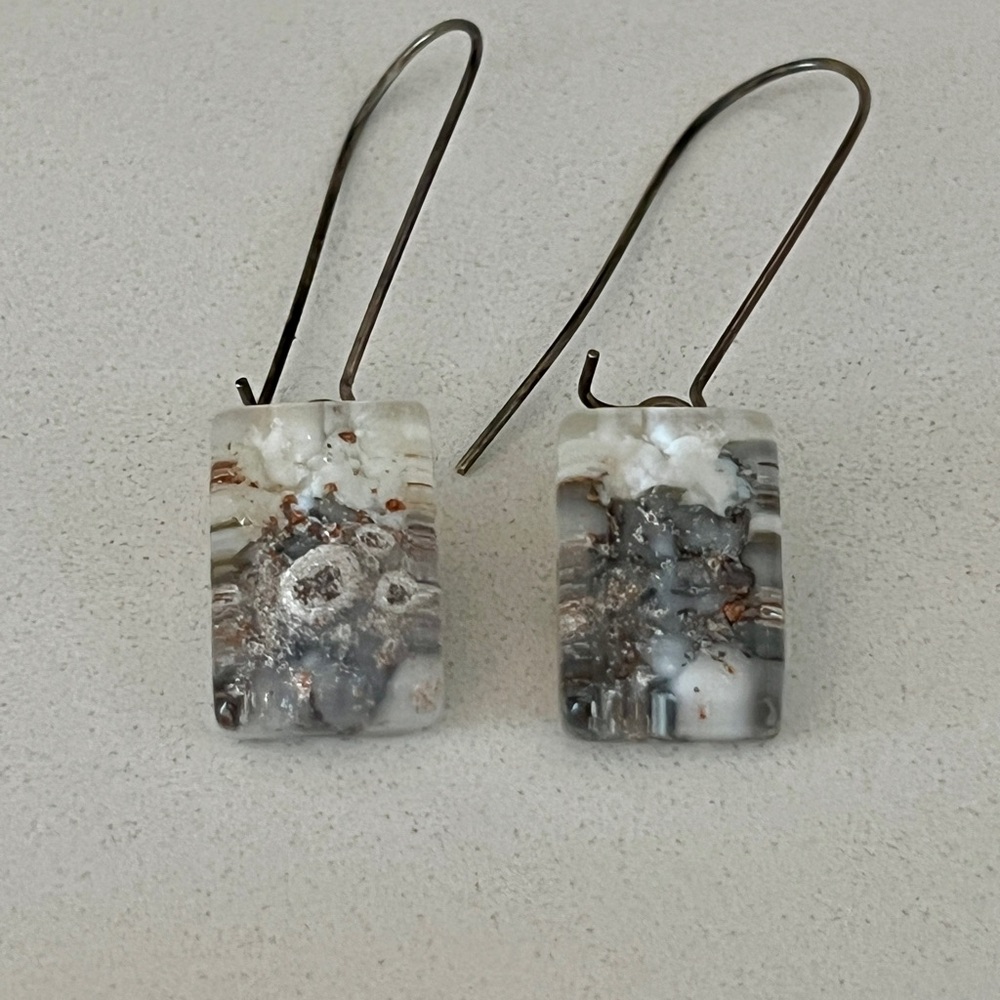 Elegant Silver and White Dangle Earrings